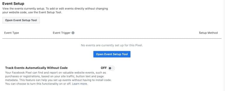 facebook ad manager pixel settings