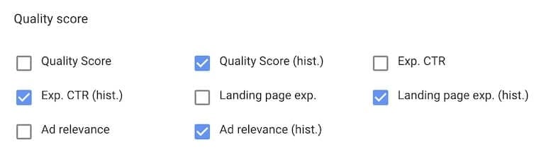 Google Quality Score Metrics