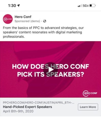 facebook ad live example