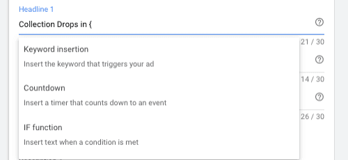 Screenshot of Google Ads Customizer