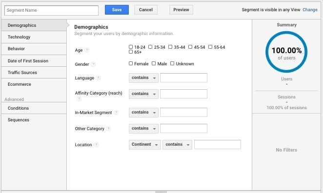 add a new segment builder google analytics